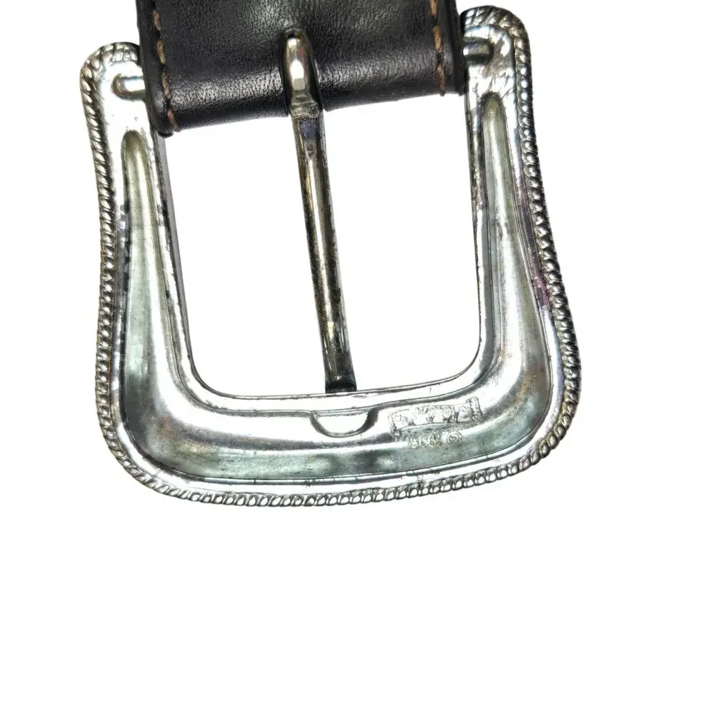 Mens Vintage Nadim Belt Leather Conch Western Size 40 Brown 90s Cowboy Silver